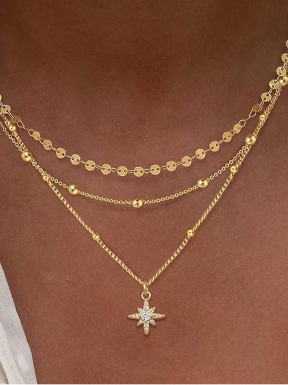 14K Gold Plated Layered Star Pendant Necklace’s